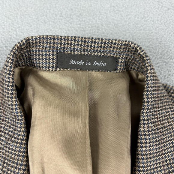 Lauren Ralph Lauren Blazer Mens 44R Brown Blue Houndstooth Wool Sport Coat Check - Picture 4 of 12